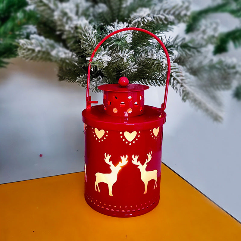 Christmas Candle Lights LED Small Lanterns Wind Lights Electronic Candles Nordic Style Creative Holiday Decoration Decorations - Red 0069