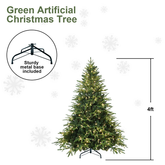 PVC Christmas Tree, Christmas Decorations, Green, With Lights - 4ft