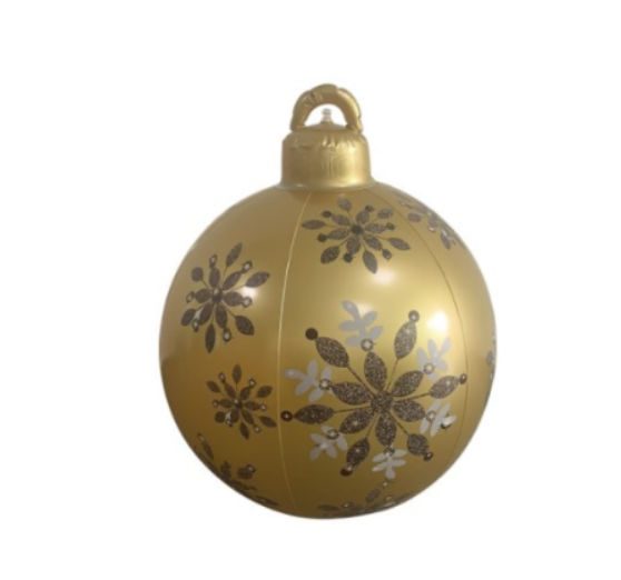 Christmas Ornament Ball Outdoor Pvc 60CM Inflatable Decorated Ball PVC Giant Big Large Balls Xmas Tree Decorations Toy Ball - Hard yellow/1PC/60cm