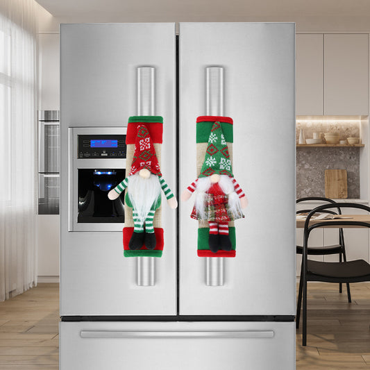 Christmas Refrigerator Door Handle Cover Handle Protector Home Decorations - Christmas Doll Two Pieces