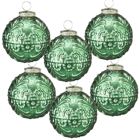 D3.9 Christmas Ball Ornaments, Glass Decorative Hanging Ball Christmas Tree Ornaments For Holiday Party Decorations, Set Of 6 - As Pic