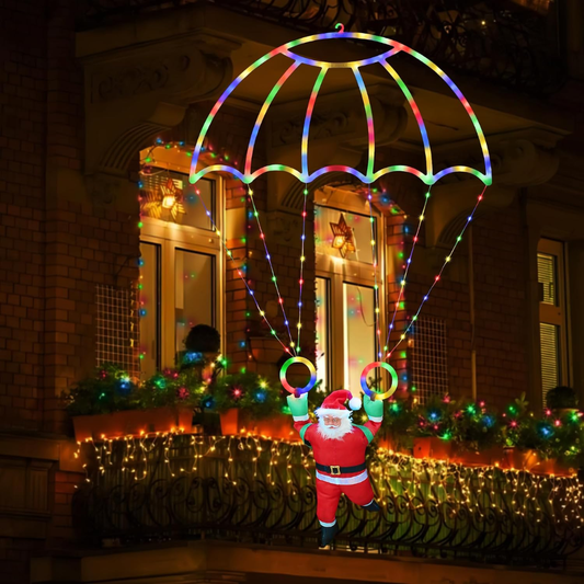 Christmas Decorations Lights Outdoor, 2.8FT Christmas Parachute Lights With Santa Claus, Waterproof 8 Modes Hanging Multicolor - Multicolor