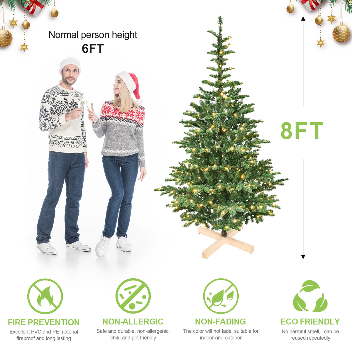 PE, PVC Christmas Tree, Christmas Decorations, Holiday Decorations - 8ft