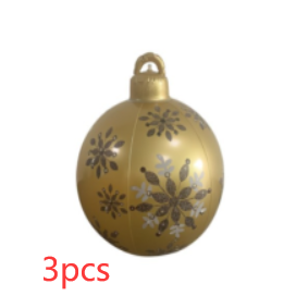 Christmas Ornament Ball Outdoor Pvc 60CM Inflatable Decorated Ball PVC Giant Big Large Balls Xmas Tree Decorations Toy Ball - Hard yellow/3PCS/60cm