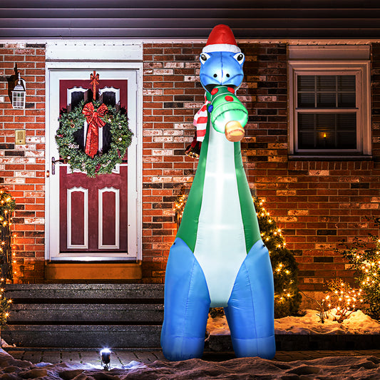 Long Christmas Inflatables Outdoor Decorations Dinosaur with Christmas Tree in Mouth - Multi Color/300x300x170 mm
