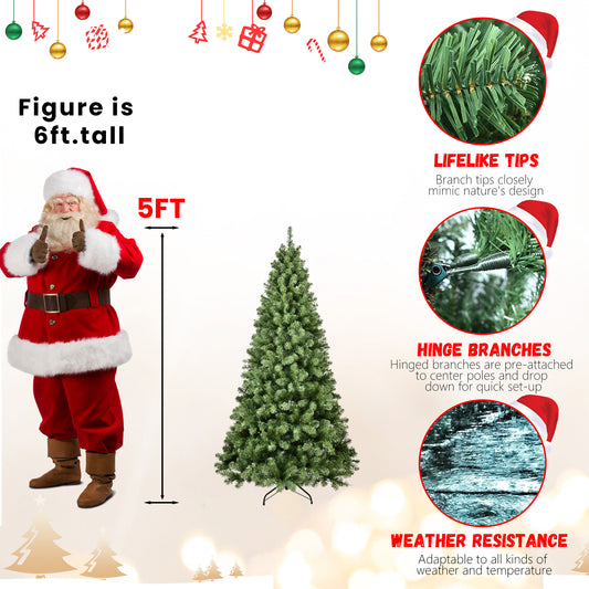 PE, PVC, Green Christmas Tree, Christmas Decorations - 5ft