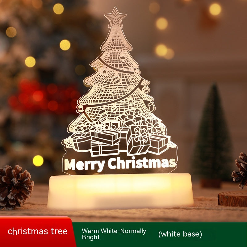 Christmas Decoration 3D Lamp Acrylic LED Night Lights New Year Valentines Day Christmas Kids Gift Christmas Ornaments - Christmas Tree/Warm White