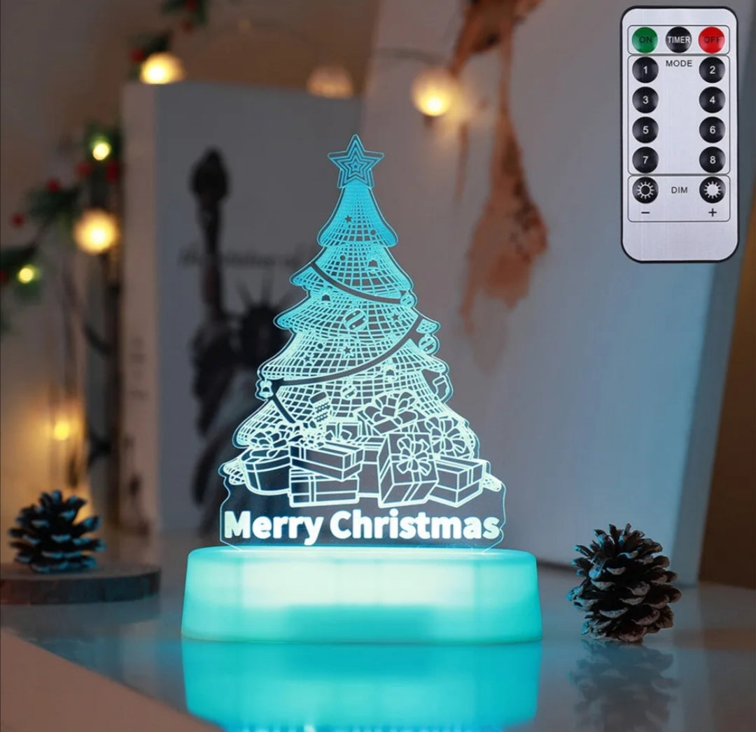 Christmas Decoration 3D Lamp Acrylic LED Night Lights New Year Valentines Day Christmas Kids Gift Christmas Ornaments - Christmas Tree/Colorful light
