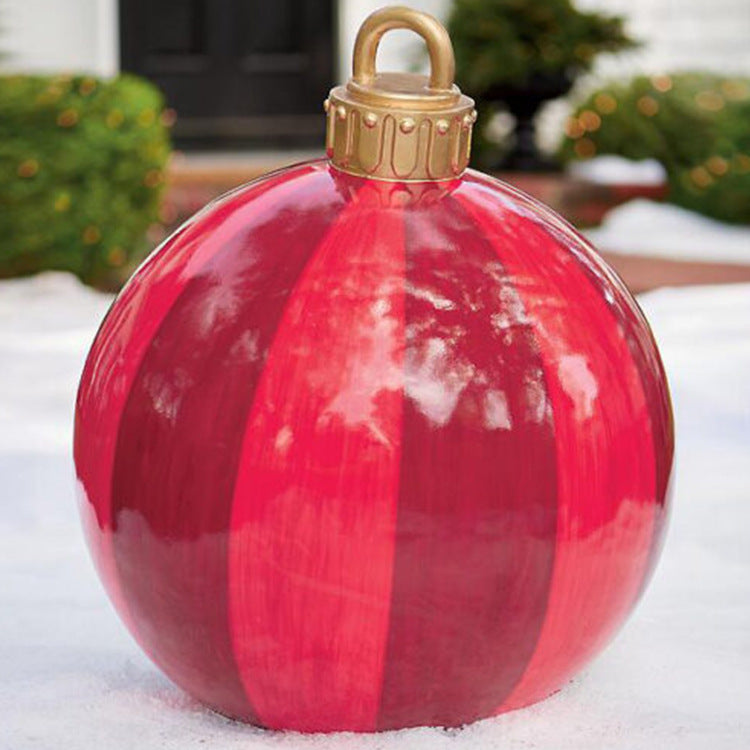 Christmas Ornament Ball Outdoor Pvc 60CM Inflatable Decorated Ball PVC Giant Big Large Balls Xmas Tree Decorations Toy Ball - Red stripes/1PC/60cm