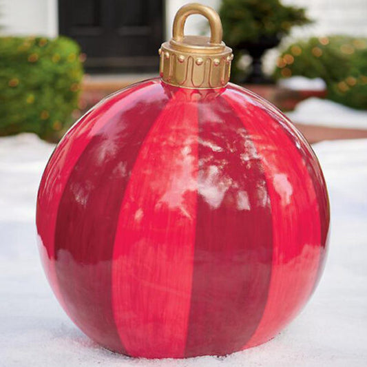 Christmas Ornament Ball Outdoor Pvc 60CM Inflatable Decorated Ball PVC Giant Big Large Balls Xmas Tree Decorations Toy Ball - Red stripes/1PC/60cm