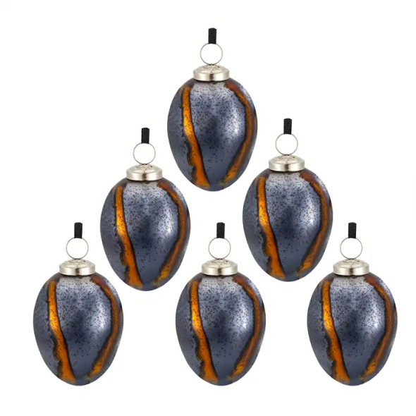 3 X 3 X 4.3 Egg Christmas Ball Ornament, Glass Decorative Hanging Ball Christmas Tree Ornaments For Holiday Party Decorations, Set Of 6 - As Pic