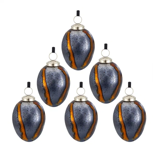 3 X 3 X 4.3 Egg Christmas Ball Ornament, Glass Decorative Hanging Ball Christmas Tree Ornaments For Holiday Party Decorations, Set Of 6 - As Pic