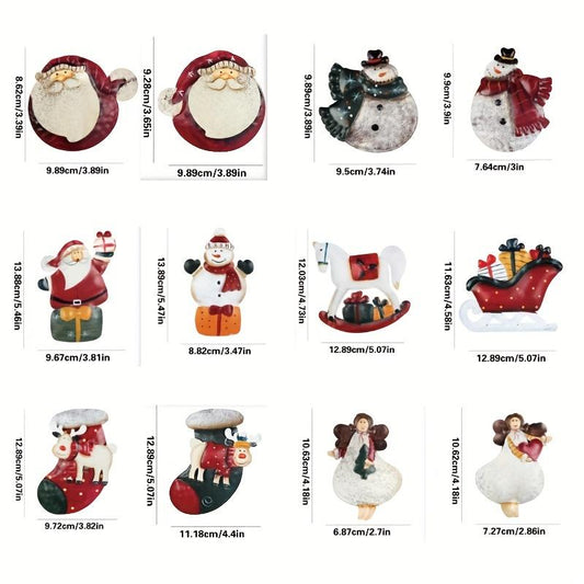 Christmas Colorful Resin Reindeer Pendant Decoration, Christmas Tree Scene Decoration Props - 12piece