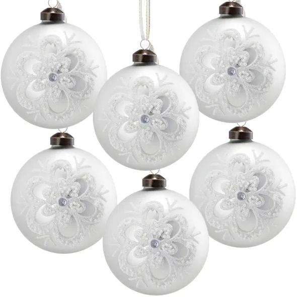 D3.9 Christmas Ball Ornaments, Glass Decorative Hanging Ball Christmas Tree Ornaments For Holiday Party Decorations, Set Of 6 - As Pic