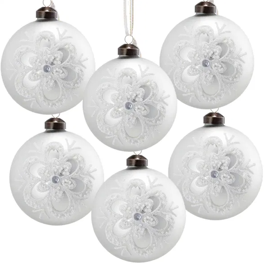 D3.9 Christmas Ball Ornaments, Glass Decorative Hanging Ball Christmas Tree Ornaments For Holiday Party Decorations, Set Of 6 - As Pic
