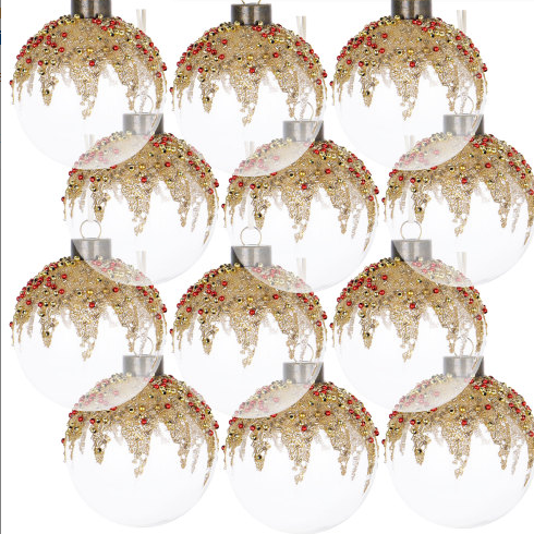 D3 Christmas Ball Ornaments, Glass Decorative Hanging Ball Christmas Tree Ornaments For Holiday Party Decorations, Set Of 12 - Multi