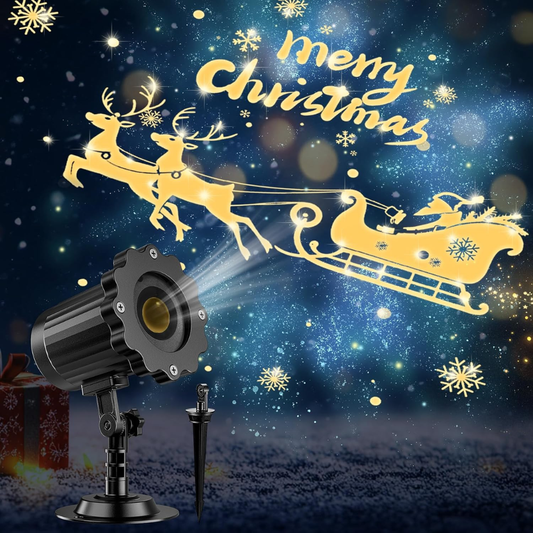 3D Dynamic Christmas Projector Lights Outdoor Indoor Upgrade Santa In Sleigh Christmas Decorations,Waterproof Holiday Projector Lights For Window - BLACK