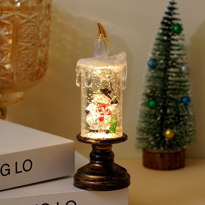 Christmas Decorations Candle Light Scene Layout - Call Snowman