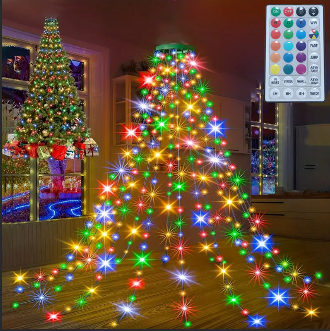 Christmas Tree Light Strings, LED Light Strings With Remote Control, Colorful Lights, Warm White Light Strings, Christmas Decorations - MultiColor  16 Strings