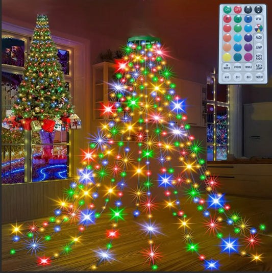 Christmas Tree Light Strings, LED Light Strings With Remote Control, Colorful Lights, Warm White Light Strings, Christmas Decorations - MultiColor  16 Strings