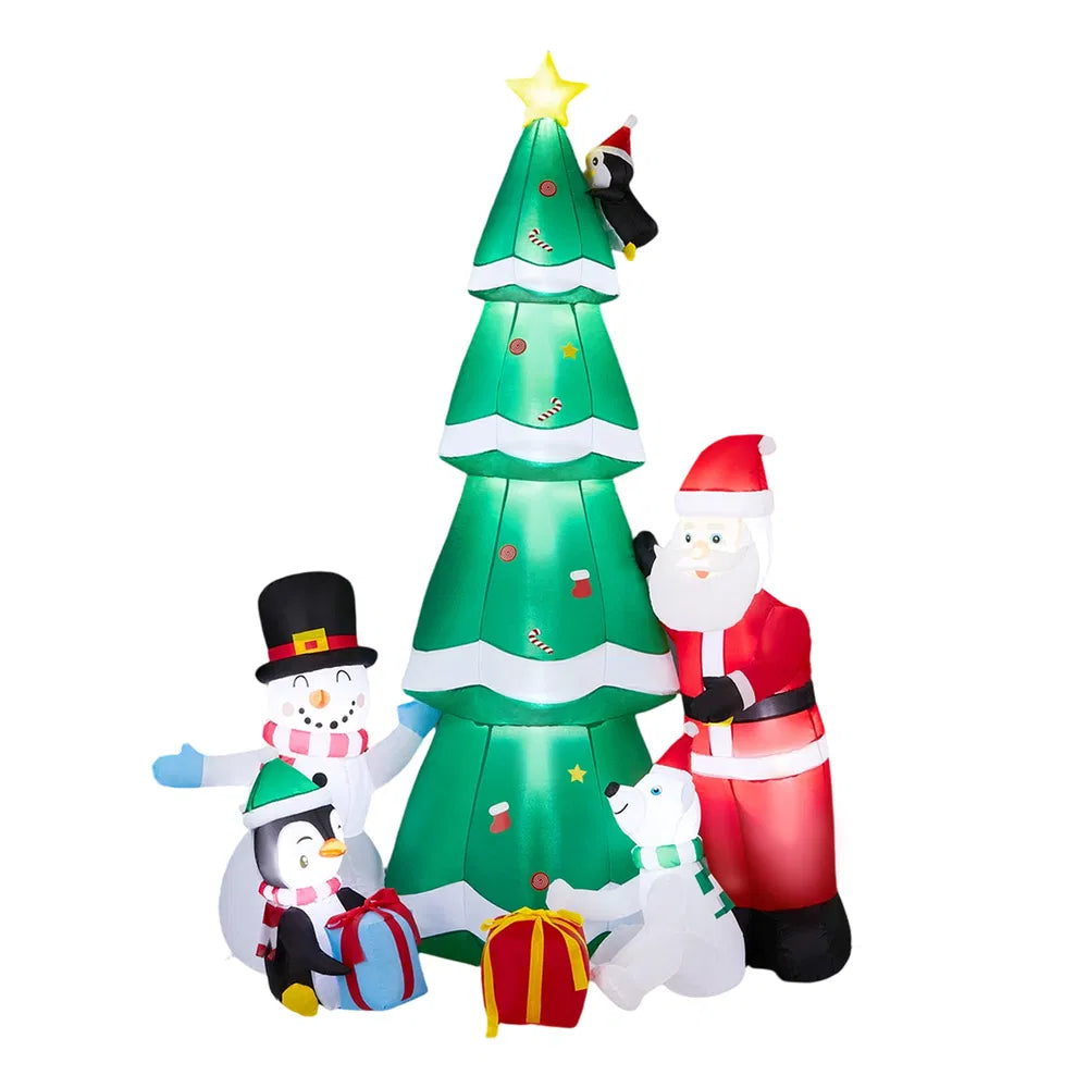 7.5FT Lighted Christmas Inflatable Decoration, Inflatable Christmas Tree With Santa And Snowman, Funny Blow Up Yard Decorations With Built-in LED Lights For Holiday Party Front Yard Lawn Garden Decor - defaulttitle