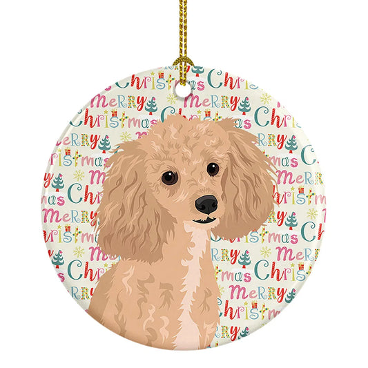 Poodle Toy Apricot #1 Christmas Ceramic Ornament Christmas Tree Hanging Decorations for Home Christmas Holiday, Party, Gift, 3 in, Multicolor - Default